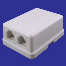 TJC-6P4Cx2, Розетка телефонная на стену, 2 гнезда (RJ-14)