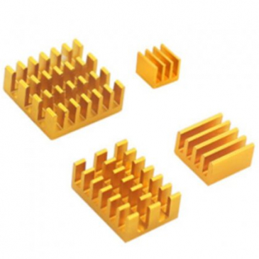 4RGGGG Heat Sink KIT, Комплект из 4-х позолоченных радиаторов для Raspberry Pi 4